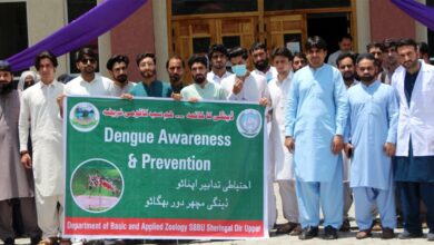 شرینگل: شعبہ زوالوجی اور ہیلتھ یونٹ کے زیر اہتمام ڈینگی سے متعلق اگاہی واک